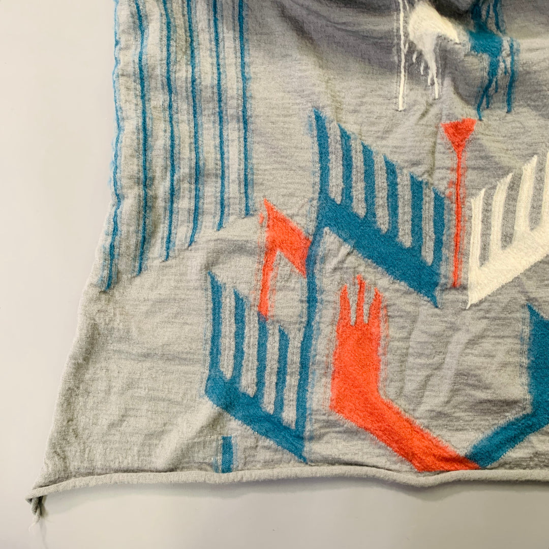 KAPITAL Grey Blue Orange Abstract Oversized Wool Scarf