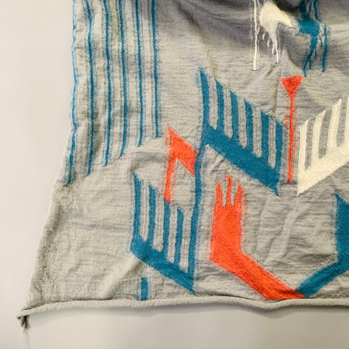 KAPITAL Grey Blue Orange Abstract Oversized Wool Scarf