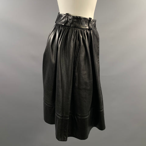 MOSCHINO COUTURE Size XS Black Leather A Line Knee Length Skirt