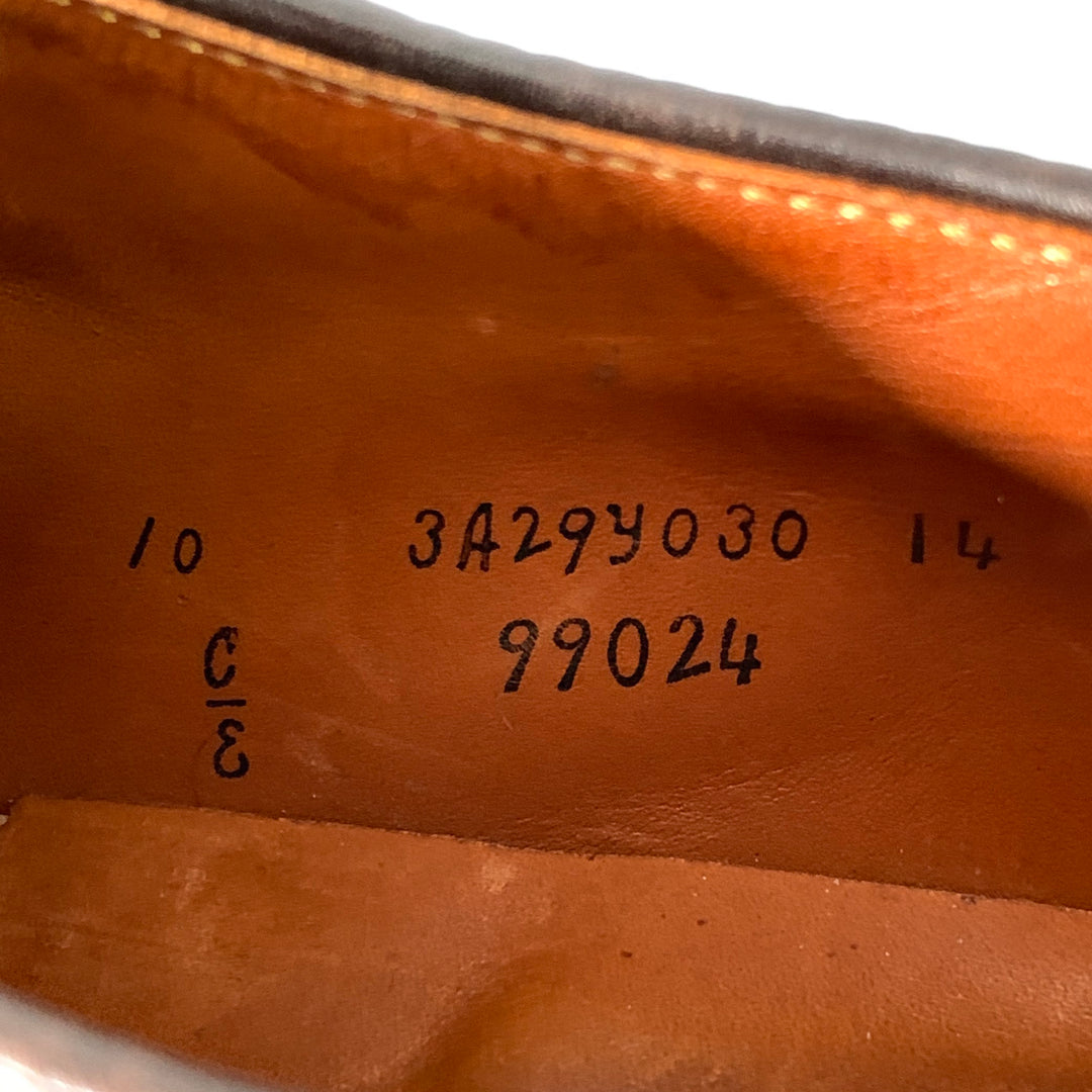 ALDEN Size 10 Plain Toe Blucher Brown Leather Lace-Up Shoes