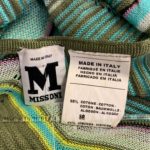 M MISSONI One Size Green Yellow Cotton Blend Zig Zag Shawl Casual Top