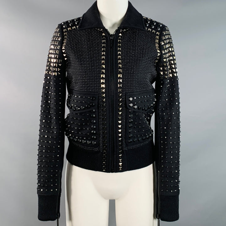 MICHAEL by MICHAEL KORS Size S Black Wool Blend Studded Cropped Jacket