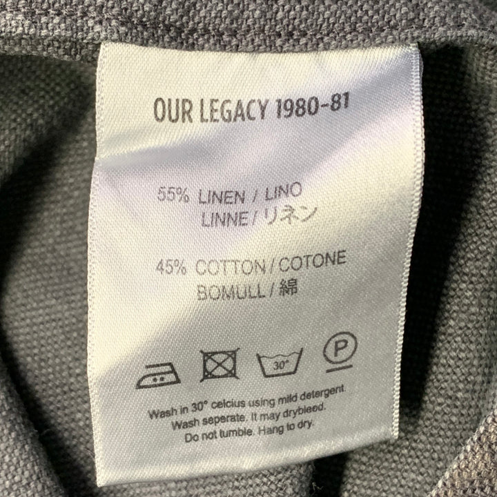 OUR LEGACY Size M Grey Charcoal Linen Cotton One Pocket Long Sleeve Shirt