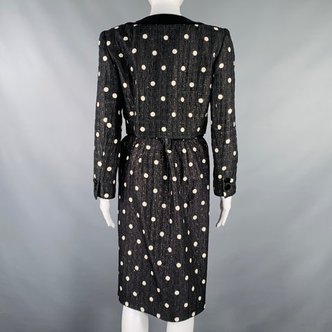 VALENTINO Size M Black White Polka Dot Strapless Dress Jacket Set