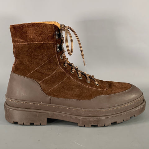 BRUNELLO CUCINELLI Size 10.5 Brown Beige Suede Lace Up Boots