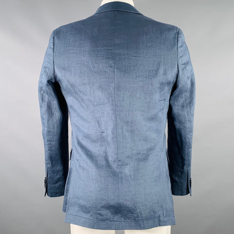 JOHN VARVATOS * U.S.A. Size 36 Regular Blue Linen Peak Lapel Sport Coat