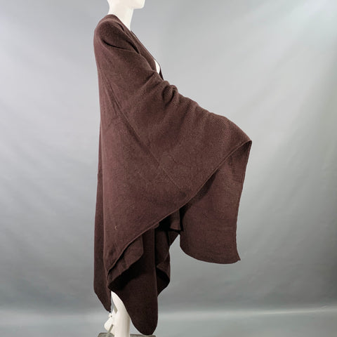 HENRI BENDEL Brown Ribbed Merino Wool Angora Rabbit Knit Scarf Shawl
