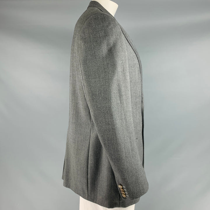 GUCCI Talla 44 Abrigo deportivo de un solo pecho de mohair de lana con cabeza de clavo gris negro
