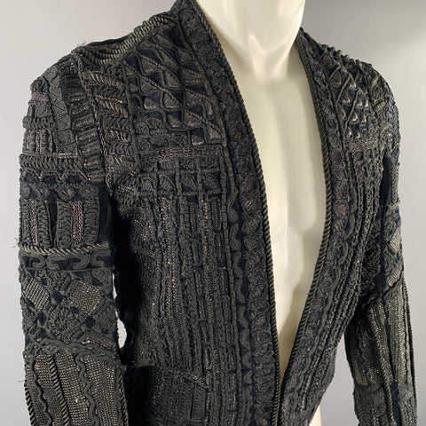 BALMAIN X H&M Size 36 Black Beaded Cotton Polyester Jacket