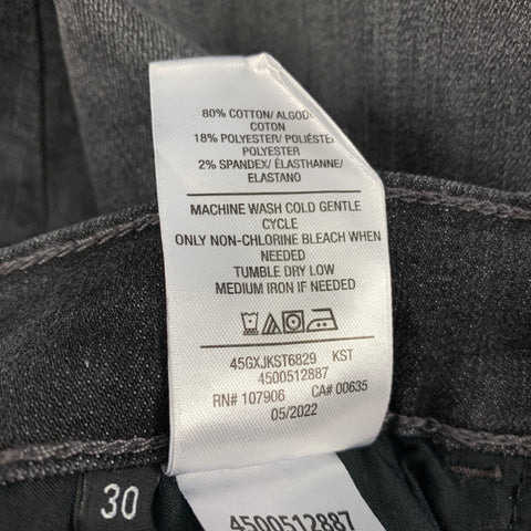 HUDSON Size 30 Charcoal Washed Cotton Blend Skinny Jeans
