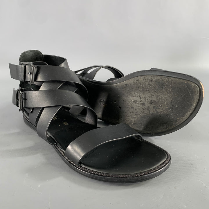 ANN DEMEULEMEESTER Size 9 Black Leather Strappy Sandals