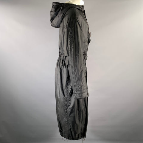 HAIDER ACKERMANN Size S Black White Cotton Nylon Hooded Parka