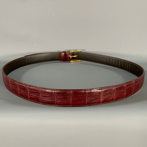 NO BRAND Burgundy Alligator Embossed Leather Belt