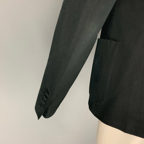DOLCE & GABBANA Size 40 Black Cotton Blend Notch Lapel Sport Coat