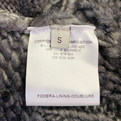 STELLA McCARTNEY Size S Black Grey Wool Silk Ombre Chunky Knit Zip Up Coat