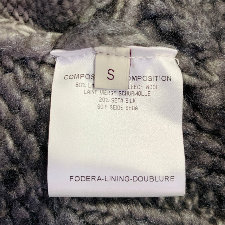 STELLA McCARTNEY Size S Black Grey Wool Silk Ombre Chunky Knit Zip Up Coat