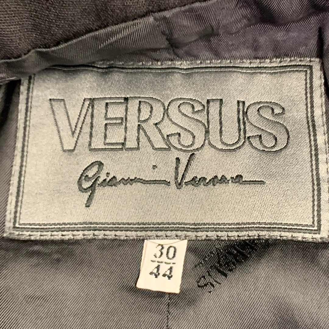 VERSUS by GIANNI VERSACE Size 8 Black Virgin Wool Nehru Collar Hidden Buttons Coat