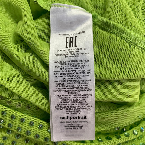 SELF-PORTRAIT Size 4 Neon Green Polyester Blend Rhinestones Long Cocktail Dress