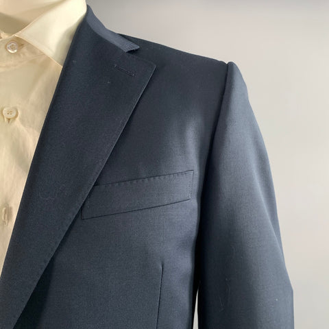 CANALI Chest Size 42 Navy Solid Wool Notch Lapel 36 29 Suit