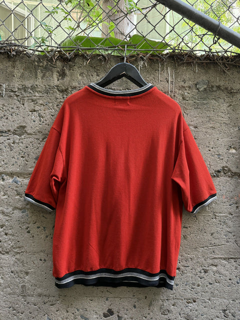 ENFANTS RICHES DEPRIMES FW2018 XL Red Cotton V  Neck T Shirt