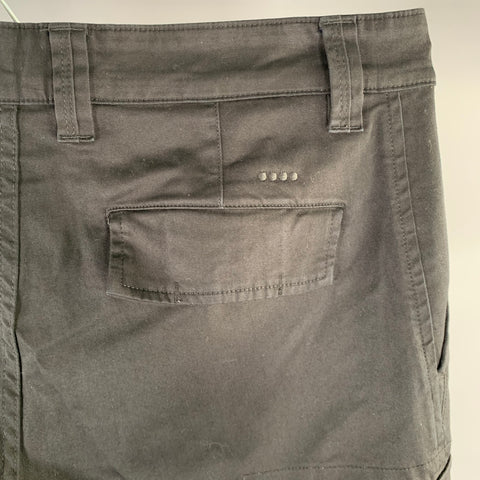 YCHAI Size 36 Black Solid Cotton Blend Cargo Casual Pants