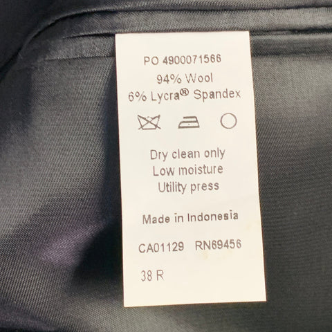 CALVIN KLEIN Size 38 Black Wool Blend Single Breasted Notch Lapel Suit