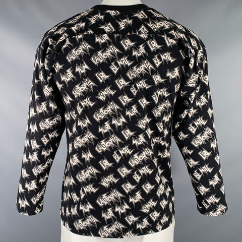 ERL Size XL Black White Graphic Cotton Crew Neck Pullover