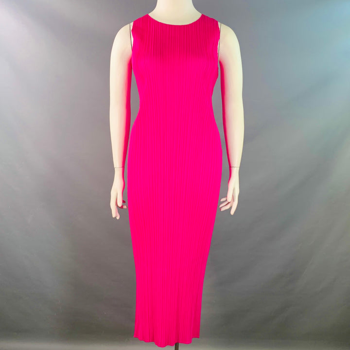 ISSEY MIYAKE PLEATS PLEASE Size L Fuchsia Pink Polyester Pleated Shift Dress