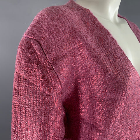 TOM FORD Size XS Pink Metallic Mohair Blend V-Neck Sweater