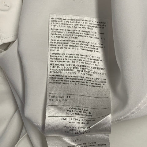 VALENTINO Size M White Cotton Spread Collar Hidden Placket Long Sleeve Shirt