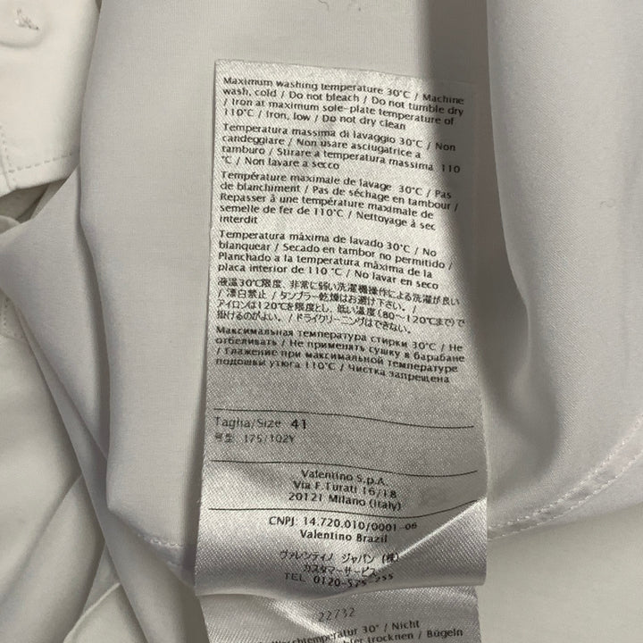 VALENTINO Size M White Cotton Spread Collar Hidden Placket Long Sleeve Shirt
