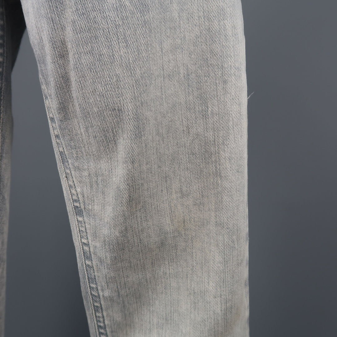 MAISON MARTIN MARGIELA Talla 6 Vaqueros pitillo con lavado ácido gris claro 