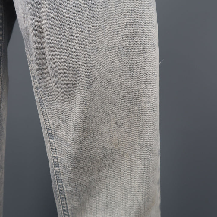 MAISON MARTIN MARGIELA Talla 6 Vaqueros pitillo con lavado ácido gris claro 