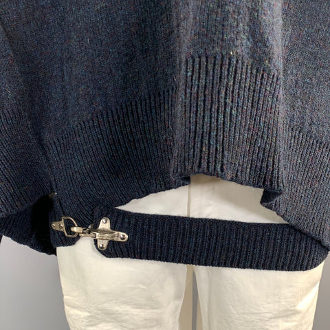 RAF SIMONS FW2018 Size L Navy Knitted Wool V Neck Sweater