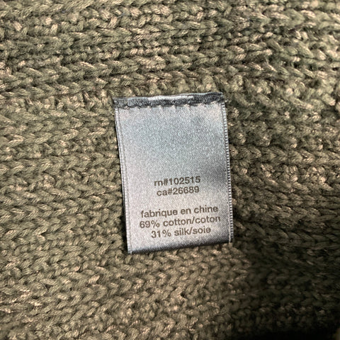 JOHN VARVATOS Size L Green Knit Cotton Silk V-Neck Sweater