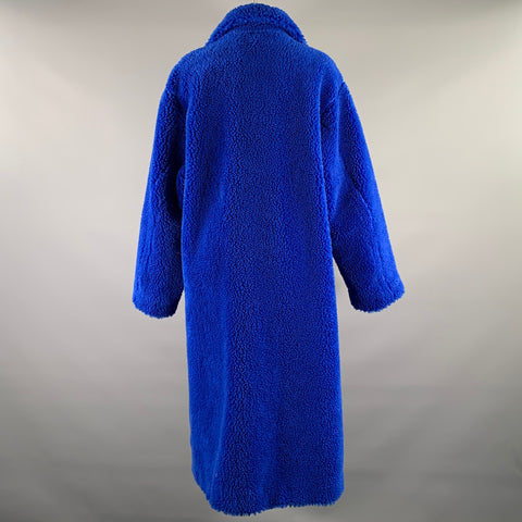 STAND STUDIO Size M Blue Royal Blue Polyester Blend Textured Faux Fur Coat
