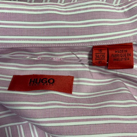 HUGO BOSS Chemise à manches longues en coton rayée violet et blanc taille L