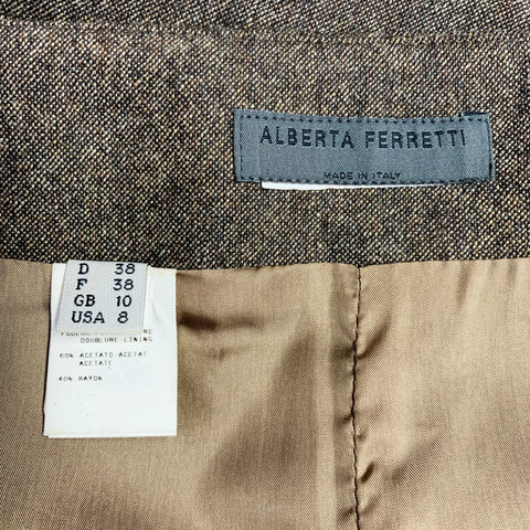 ALBERTA FERRETTI Size 8 Brown Beige Acetate Blend Tulip Midi Skirt