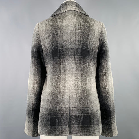 ALEXANDER WANG Size 0 Grey Black White Wool Blend Plaid Jacket