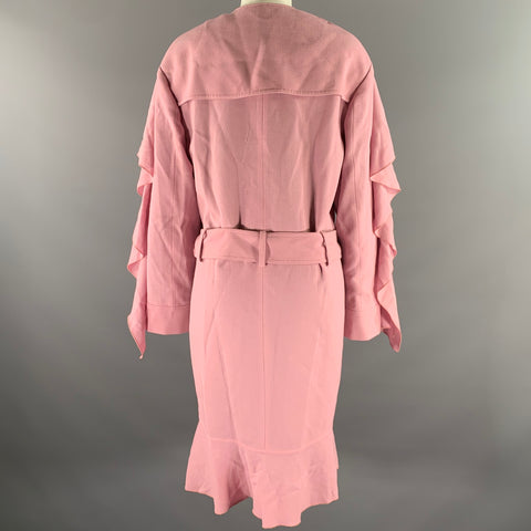 TOM FORD Size S Pink Mauve Crepe Ruffled Trench Coat