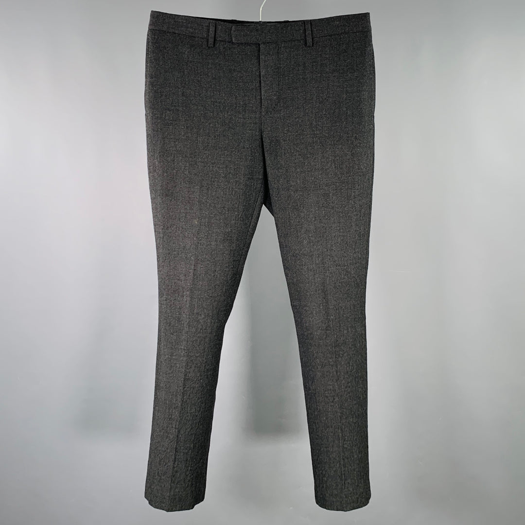 JOHN VARVATOS Size 32 Grey Heather Wool Flat Front Dress Pants  Sui  Generis Designer Consignment