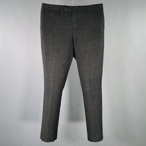 JOHN VARVATOS Size 32 Grey Heather Wool Flat Front Dress Pants