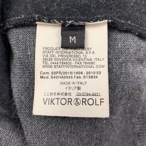 VIKTOR & ROLF Size M Grey Cream Mixed Patterns Wool V-Neck Cardigan