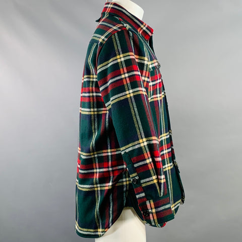 BLACK FLEECE Size M Green Multi Color Plaid Wool Shirt Jacket