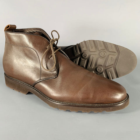 BRUNO MAGLI Size 10 Brown Leather Lace-Up Ankle Boots