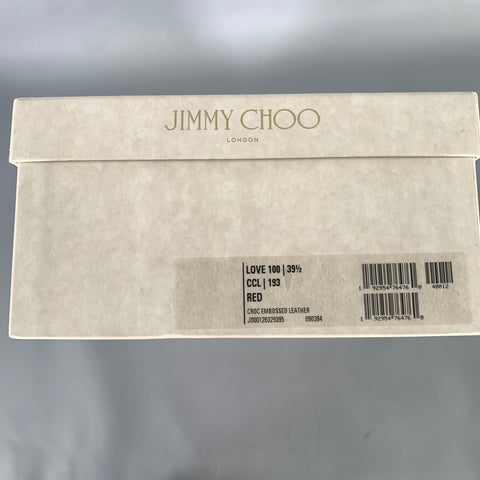 JIMMY CHOO Size 9 Red Leather J000126329395 Croc Embossed Embossed Pumps