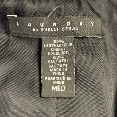 LAUNDRY Size M Black Leather Open Front Jacket Blazer