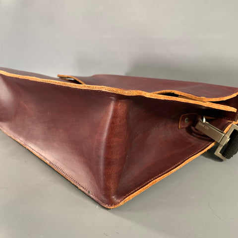 JACK SPADE Burgundy Solid Leather Messenger Bag