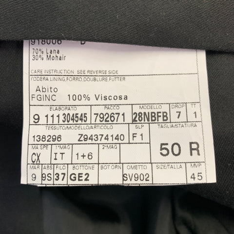 GUCCI Size 40 Black Grey Pinstripe Wool Mohair Single Breasted Suit