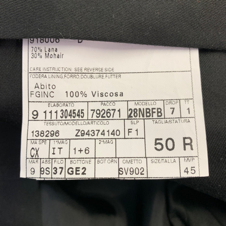 GUCCI Size 40 Black Grey Pinstripe Wool Mohair Single Breasted Suit